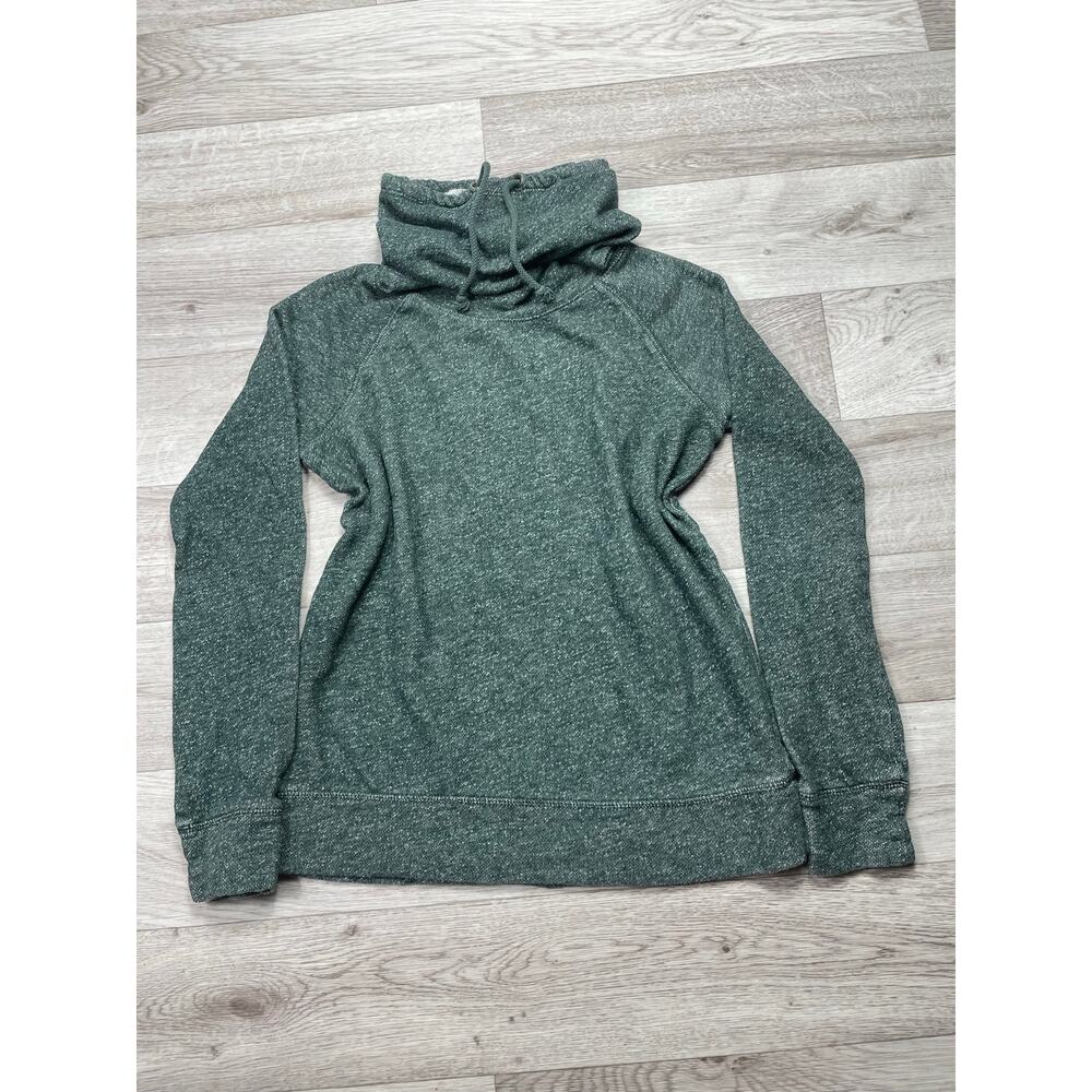 🔥J Crew Army Green Sweatshirt Cowl Neck Cotton Activewear Casual Women Size XS
